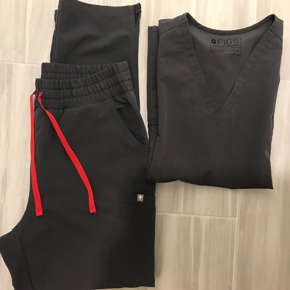 FIGS Grey Yola Pants and Casma Top Size Medium